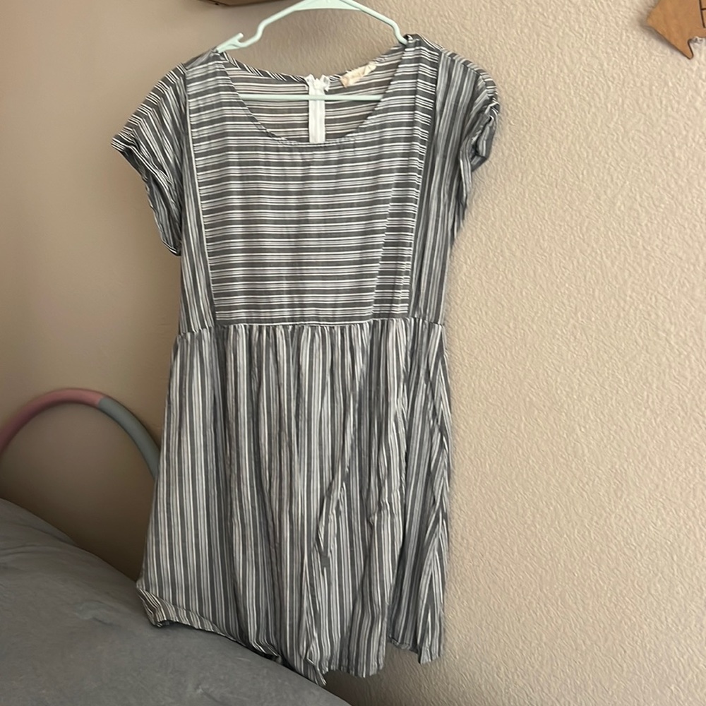 grey and white striped dress from Altar’d State